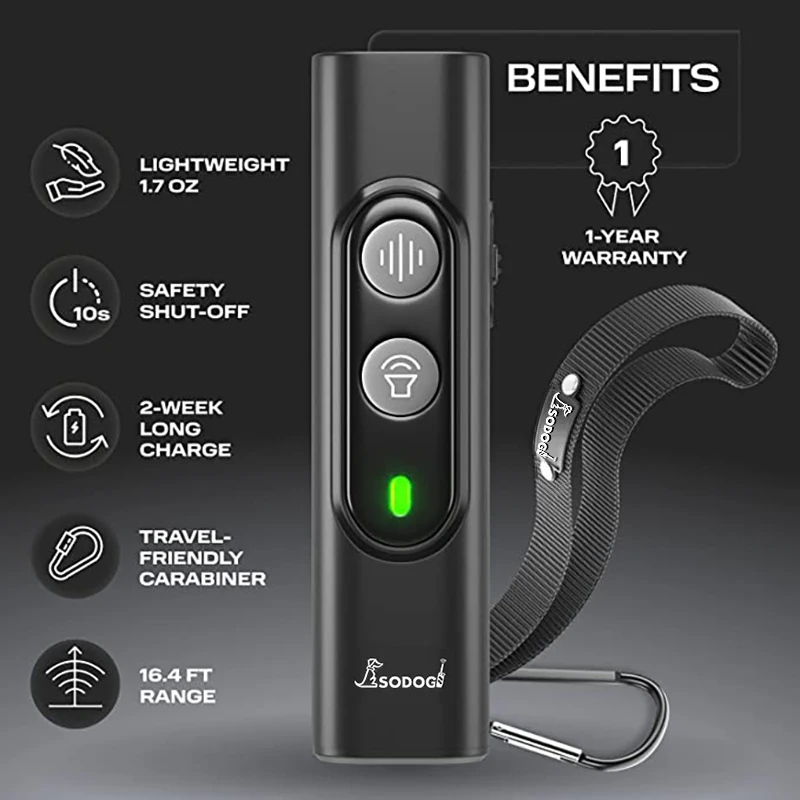 ABQP 초음파 애완견 개 Repeller 안티 짖는 중지 나무 껍질 훈련 장치 USB 충전식 고전력 개 훈련 구충제