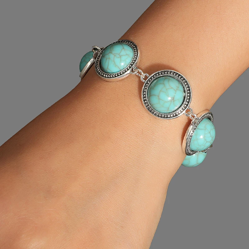 여성을위한 패션 Boho 빈티지 라운드 진주 팔찌 Bangles 블루 레드 블랙 구슬 빈티지 보헤미안 조절 팔찌 쥬얼리