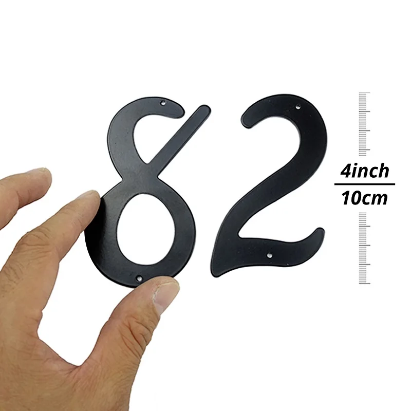 1pc 블랙 101mm 외부 집 번호 야외 4 인치 알루미늄 합금 아파트 문 번호 사서함 주소 기호 # 0-9 나사 포함