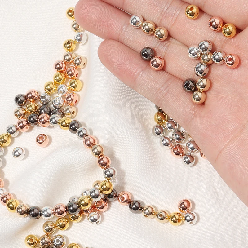 3 4 6 7 8 10 12mm 50-500pcs 골드 컬러 CCB 볼 비즈 DIY 팔찌 목걸이 웨딩 쥬얼리 만들기위한 라운드 루즈 비드