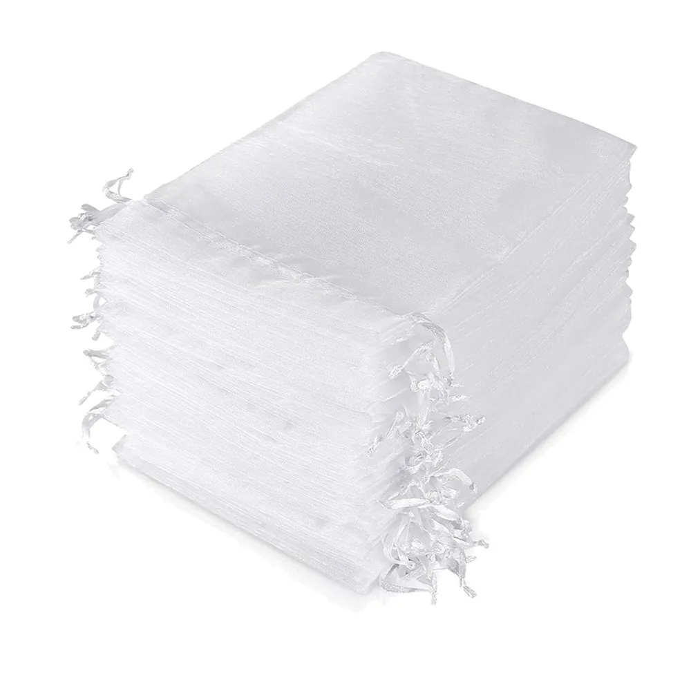 50pcs 화이트 쉬어 Organza 가방 쥬얼리 선물 파티 호의 가방 결혼식 크리스마스 작은 보석 저장에 대 한 Drawstring title=50pcs 화이트 쉬어 Organza 가방 쥬얼리 선물 파티 호의 가방 결혼식 크리스마스 작은 보석 저장에 대 한 Drawstring 