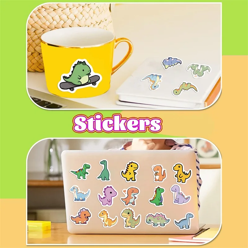 10/30/100PCS 만화 작은 공룡 PVC 스티커 미적 어린이 장식 Scrapbooking 편지지 학교 용품 어린이위한