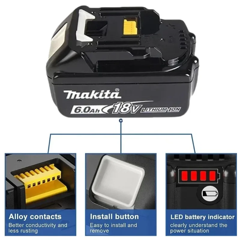 Makita 18V 배터리 BL1830B BL1850B BL1850 BL1840 BL1860 BL1815 교체용 리튬 배터리용 100% 오리지널 Makita 6Ah/5Ah/3Ah