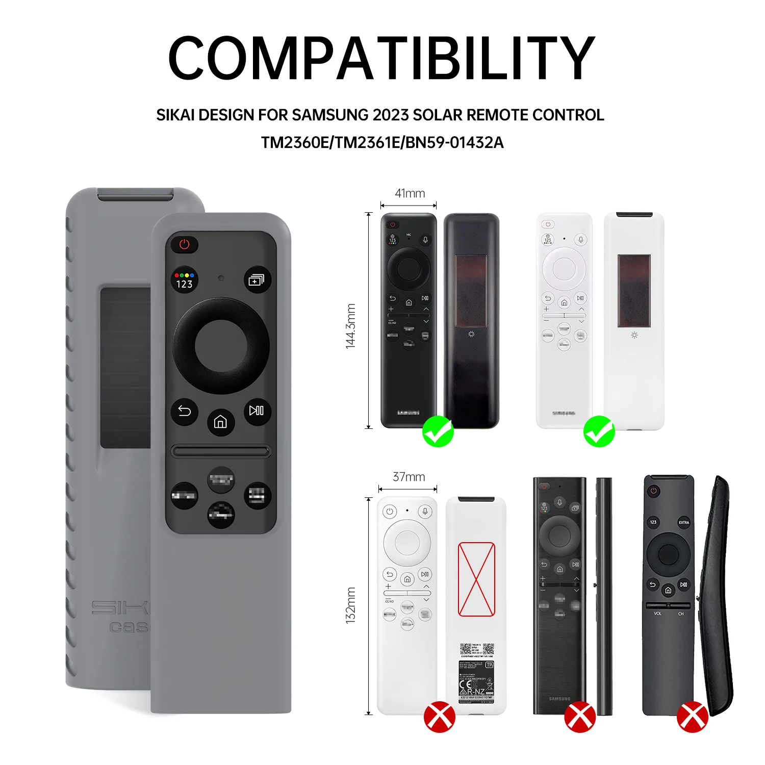 삼성 BN59-01432A 용 SIKAI 실리콘 커버 2023 태양 광 충전 TM2360E TM2361E 용 기존 음성 스마트 TV 원격 제어 케이스