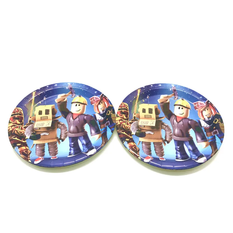 뜨거운 로봇 Roblox 어린이 생일 파티 용품 세트 일회용 식기 Roblox 종이 접시 컵 풍선 베이비 샤워 파티 장식