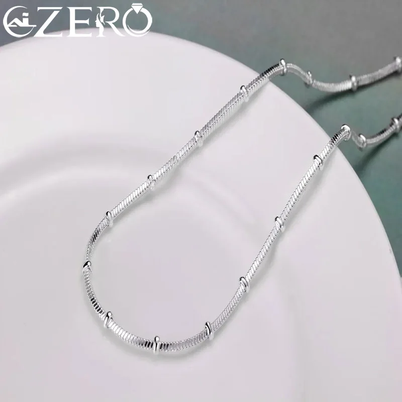 45-50cm 925 스털링 실버 목걸이 뱀 체인 여성을위한 아름다운 간단한 구슬 결혼식 패션 쥬얼리 크리스마스 선물 title=45-50cm 925 스털링 실버 목걸이 뱀 체인 여성을위한 아름다운 간단한 구슬 결혼식 패션 쥬얼리 크리스마스 선물 