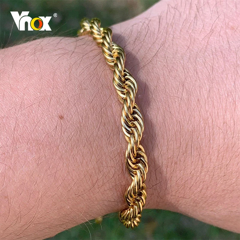 Vnox 베이직 스테인리스 스틸 트위스트 로프 체인 팔찌, 남성 여성용, 손목, 크리스마스 선물, 쥬얼리, 길이 조절 가능, 2 3 4 5mm