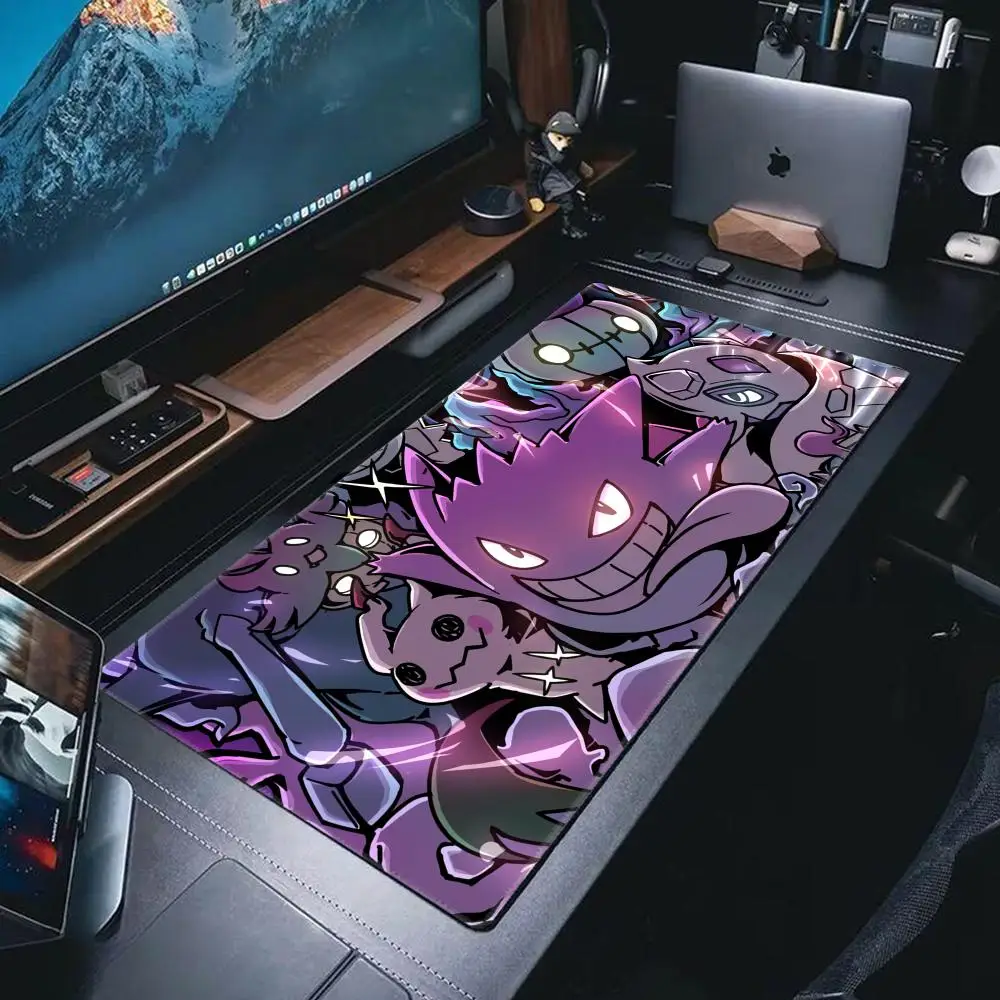 P-Pokemon-Gengar Grande 대형 게임용 마우스 패드, LockEdge 두꺼운 컴퓨터 키보드 테이블 책상 매트