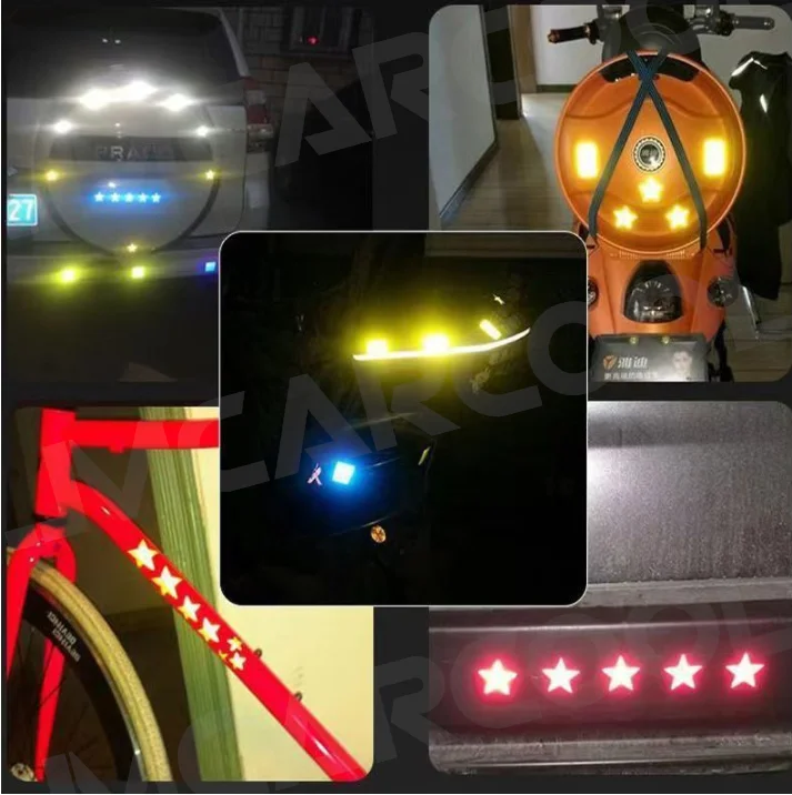 자동차 범퍼 반사 안전 스트립 스티커, 자동차 별 반사 스티커, 차량 경고 안전 테이프, 방수, 10 개