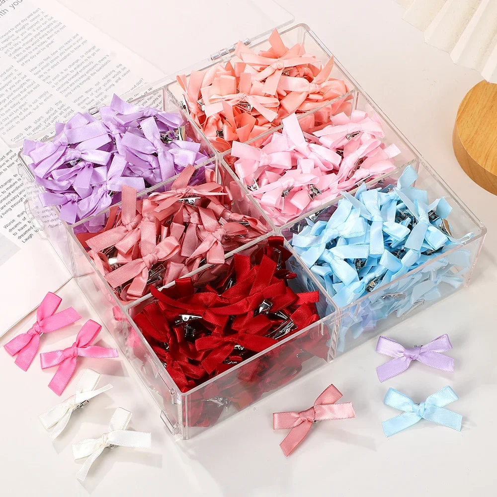 4/6/8/10Pcs 헤어 클립과 어린이 달콤한 솔리드 컬러 미니 Bowknot 아기 소녀 발레 스타일 리본 땋은 헤어 액세서리 도매