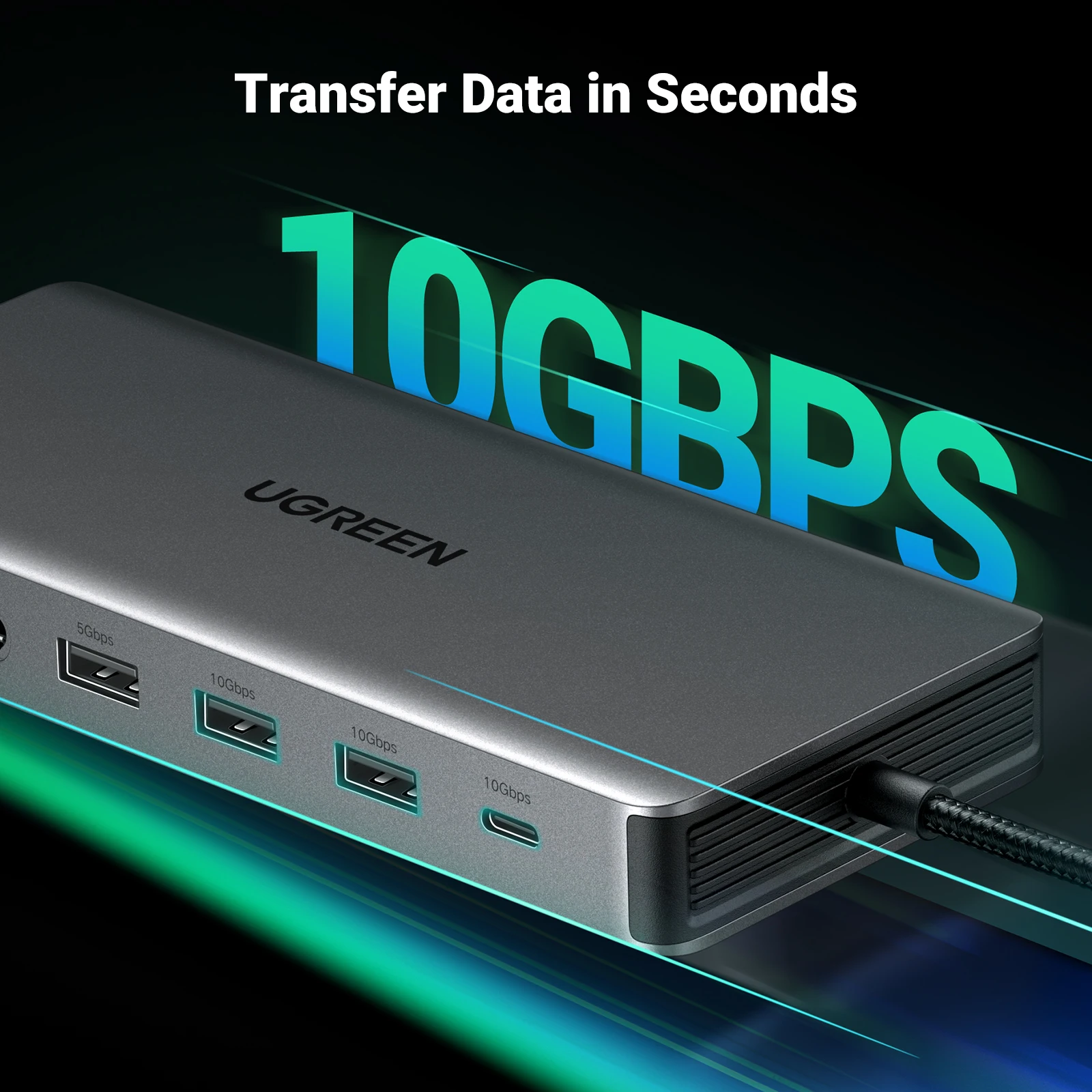UGREEN USB-C 허브 트리플 디스플레이 도킹 스테이션, 맥북 프로 에어 델 XPS용, 4K 듀얼 HDMI DP, 10Gbps, USB3.2, PD100W, SD, TF, 13 인 1