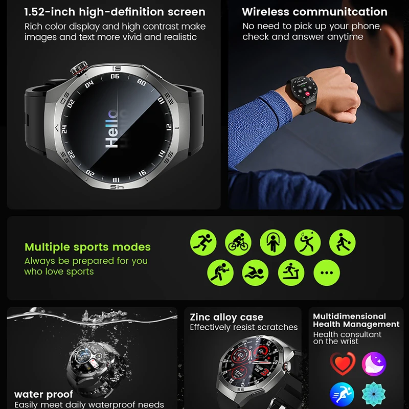 2025New For Huawei GT5 Pro 스마트 워치 남성용 HD AMOLED 스크린 GPS 모션 궤적 심박수 블루투스 통화 1.52
