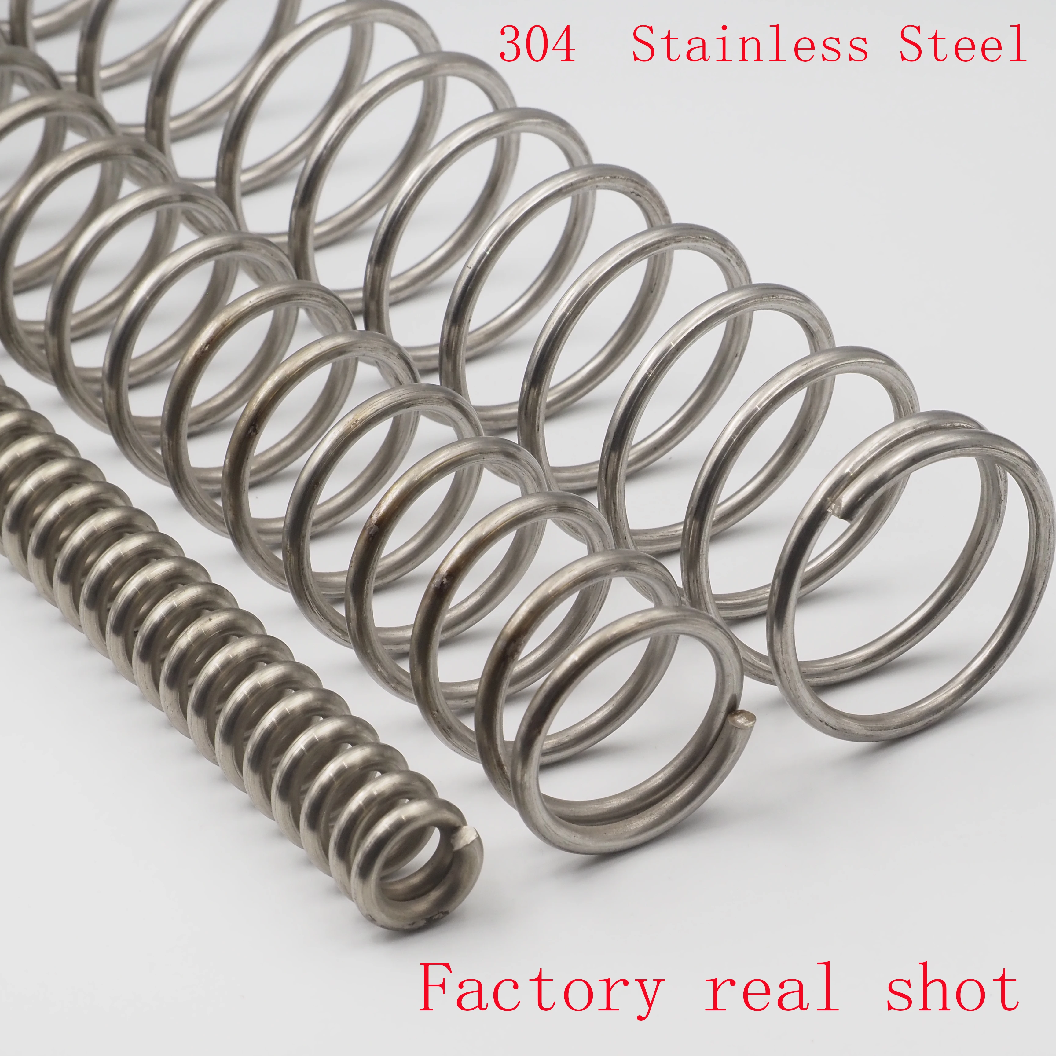 304 스테인레스 스틸 길이 300mm 1pcs 압축 스프링 와이어 직경 0.3-1.2mm 외경 2-16mm