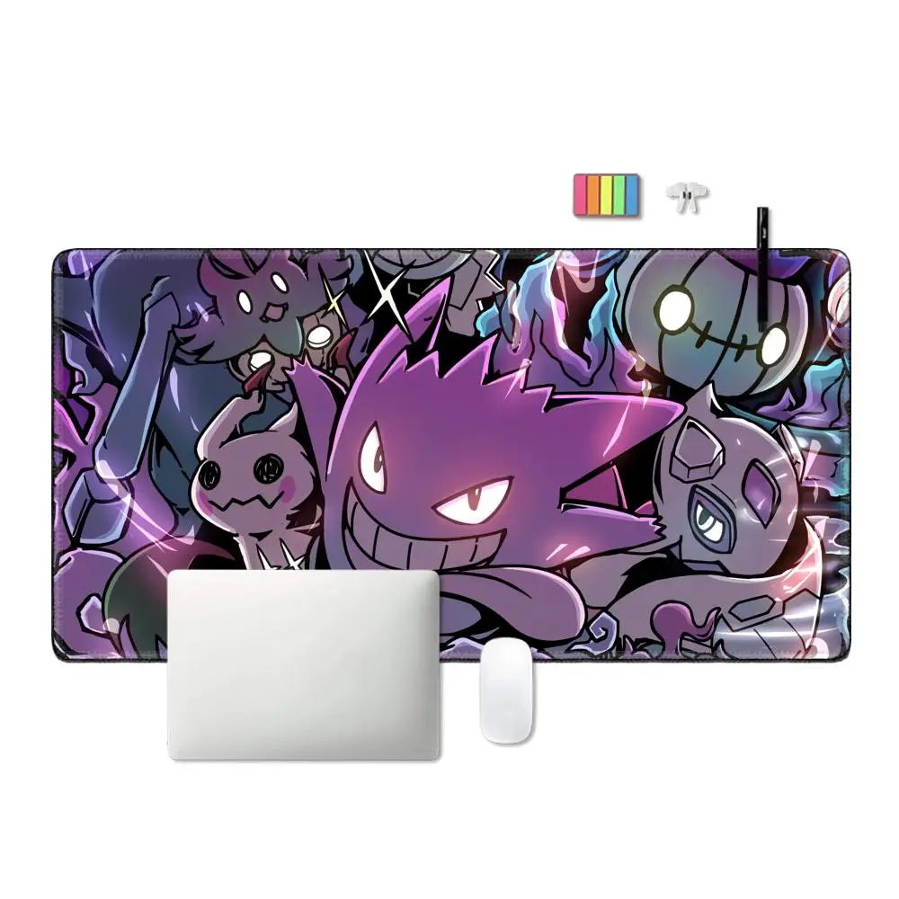 P-Pokemon-Gengar Grande 대형 게임용 마우스 패드, LockEdge 두꺼운 컴퓨터 키보드 테이블 책상 매트