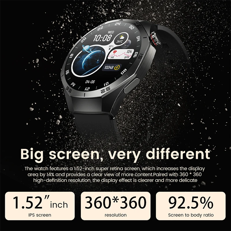 2025New For Huawei GT5 Pro 스마트 워치 남성용 HD AMOLED 스크린 GPS 모션 궤적 심박수 블루투스 통화 1.52