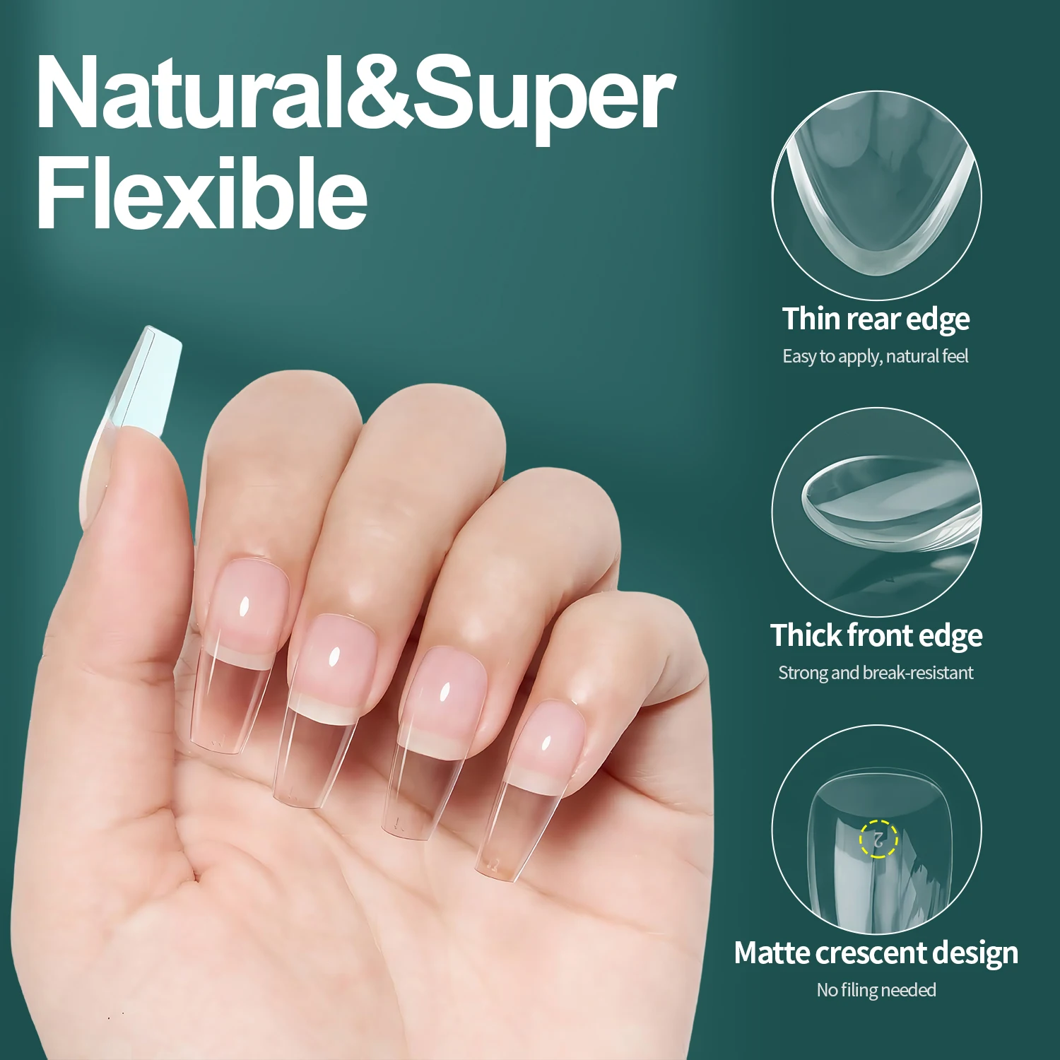 Nailpop 인스턴트 에이펙스 네일 팁 프로 그레이드 두꺼운 거짓 손톱 살롱 품질 아크릴 확장 내구성 DIY 네일 용품 140/150pcs