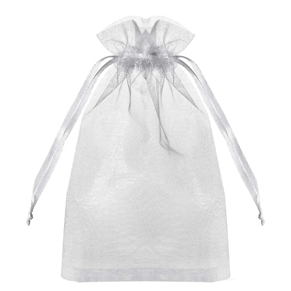 50pcs 화이트 쉬어 Organza 가방 쥬얼리 선물 파티 호의 가방 결혼식 크리스마스 작은 보석 저장에 대 한 Drawstring