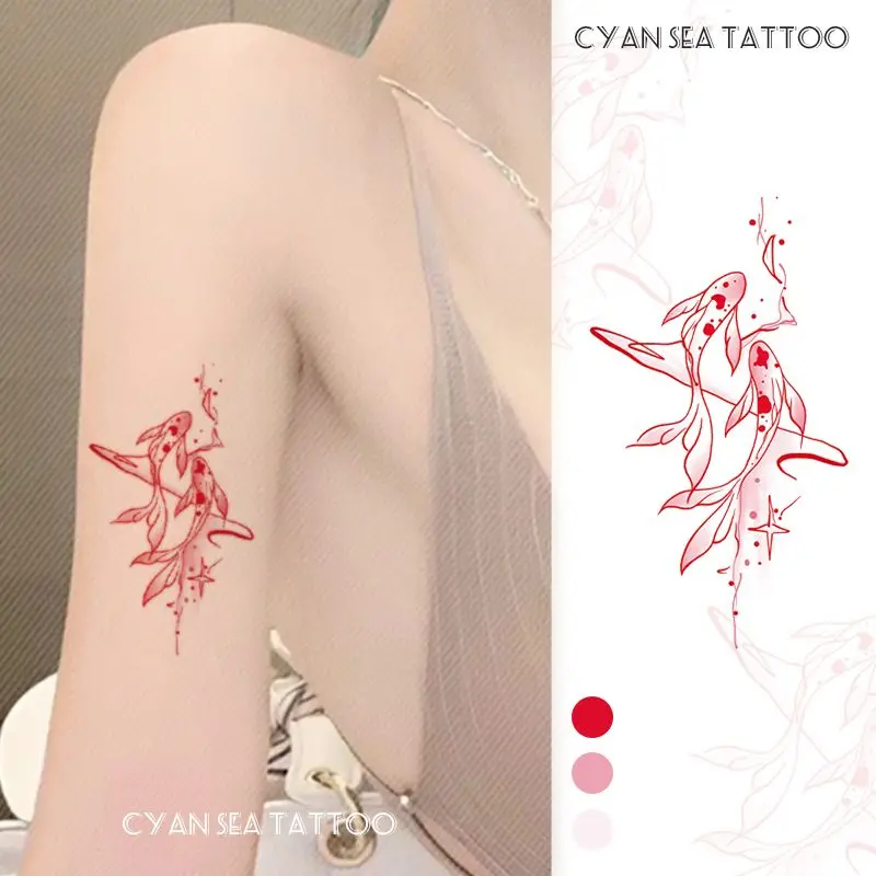 Y2K 핑크 나비 여성을위한 임시 문신 팔 로맨틱 사쿠라 방수 문신 스티커 아트 지속 섹시한 가짜 문신