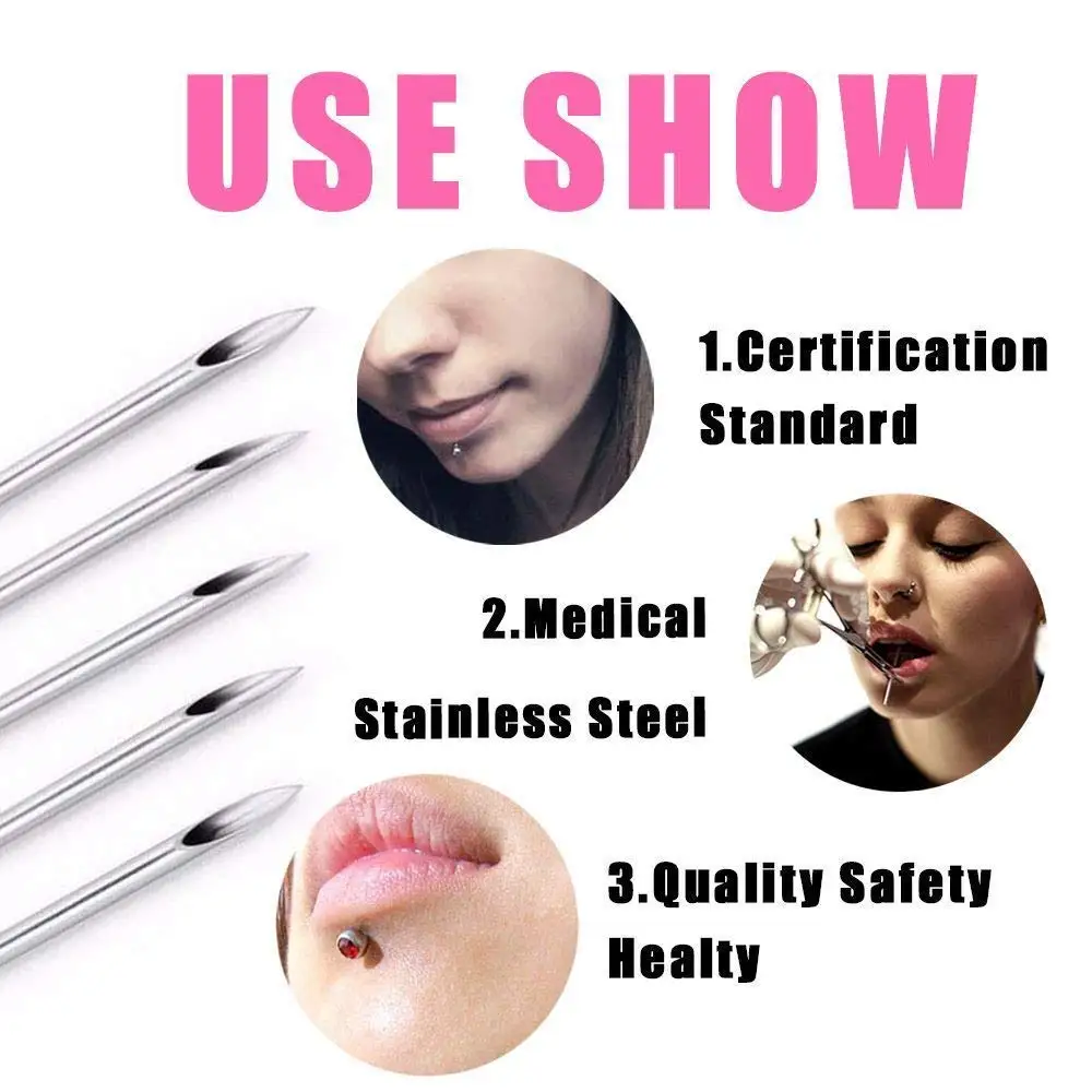 12G 14G 16G 18G 20G 5/10/30/50pcs 피어싱 바늘 일회용 바디 피어싱 바늘 귀 코 배꼽 젖꼭지 피어싱 피어싱 키트