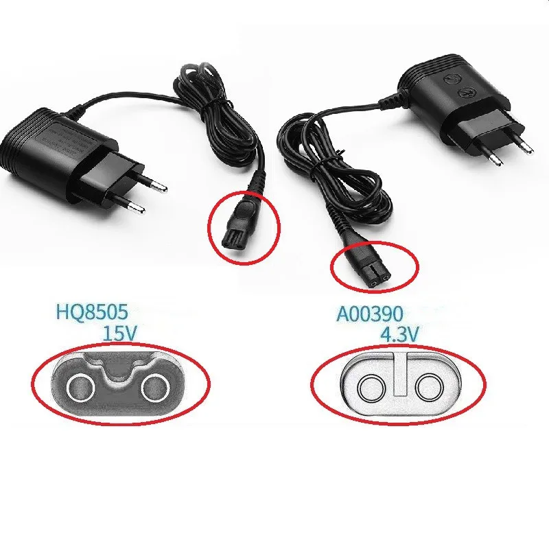 PHILIPS 면도기용 2-Prong 충전기 EU 플러그, 15V 5.4W 전원 어댑터, HQ8505 7000 5000 3000 9000 2000 2300 mg7750 mg7790 8500X