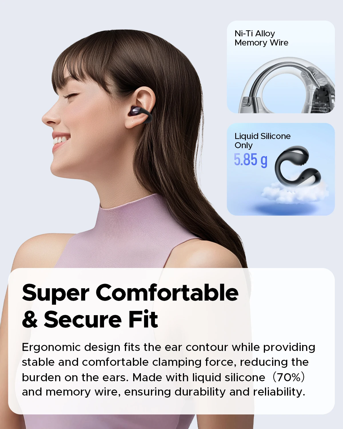 SoundPEATS PearlClip Pro 무선 이어폰, 블루투스 5.4 오픈이어 이어버드, AI ENC 클리어 통화, 멀티포인트 연결, IPX5