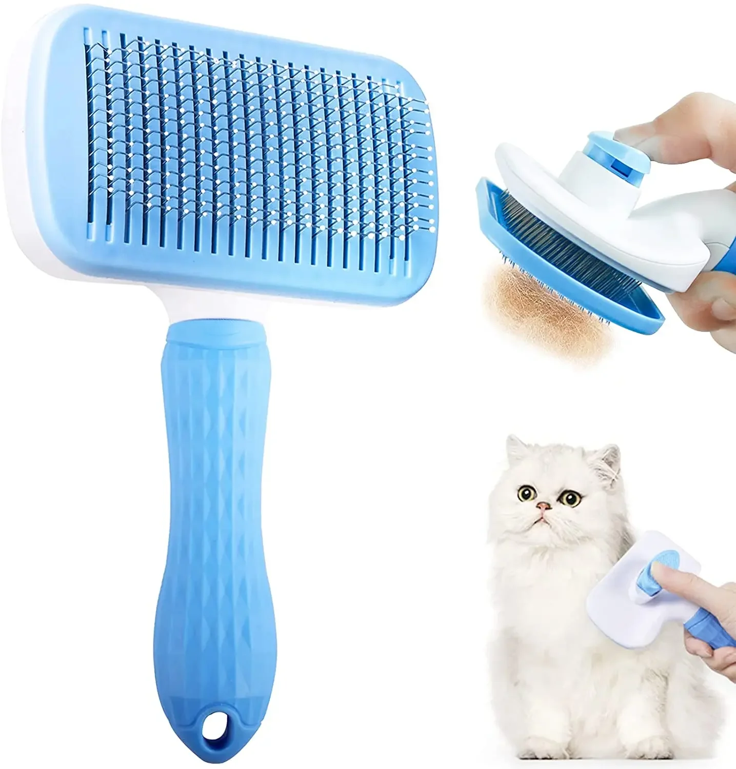 개 헤어 리무버 브러시 고양이 개 헤어 손질 및 긴 머리 개를위한 빗 애완 동물 제모 청소 목욕 브러시 개 용품
