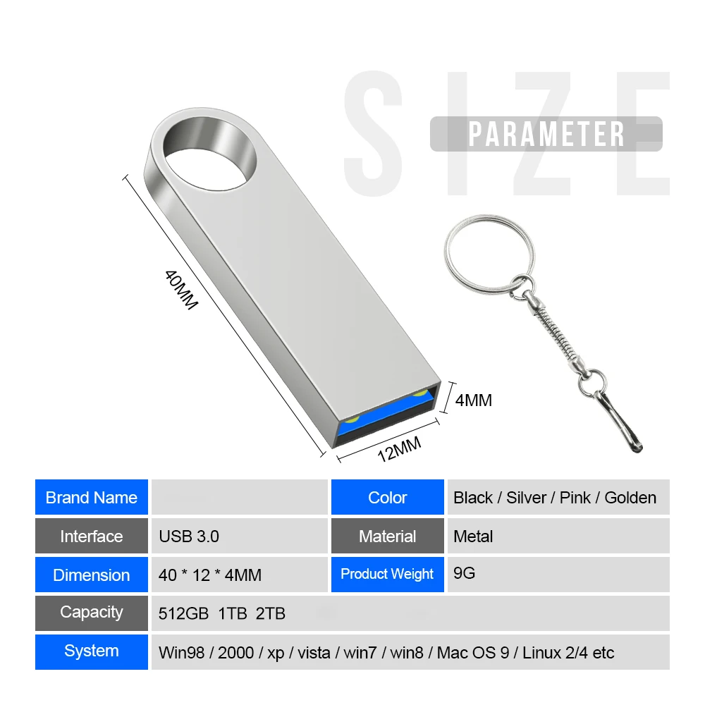 새로운 2025 금속 펜 드라이브 2TB Cle Usb 플래시 드라이브 Xiaomi mijia 장비용 1TB 고속 Pendrive 512TB 128GB Memoria Usb 3.0