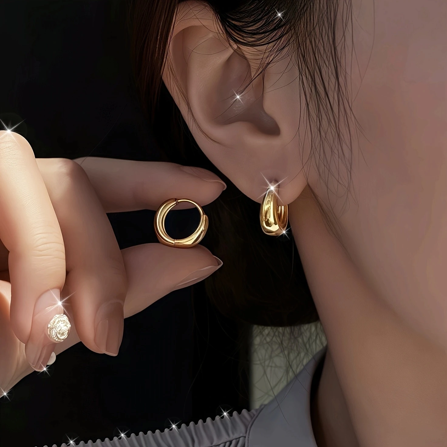 2Pcs 우아한 스테인레스 스틸 저자 극성 프랑스어 후프 귀걸이, 컴포트 레트로 섹시한 디자인, 유행 여성을위한 크리스마스 선물