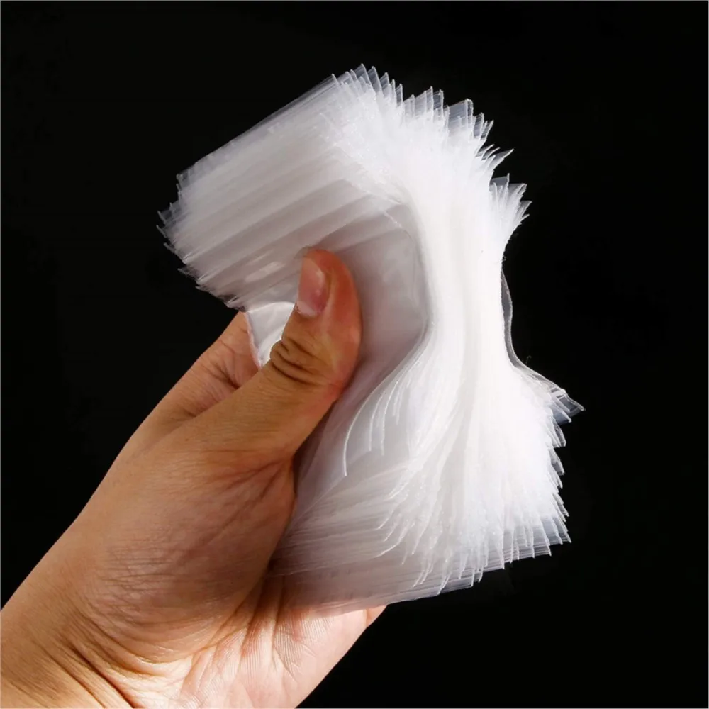 100pcs 미니 플라스틱 저장 가방 Resealable 셀프 씰링 지퍼 작은 비즈니스 보석 저장 포장을위한 명확한 플라스틱 주머니