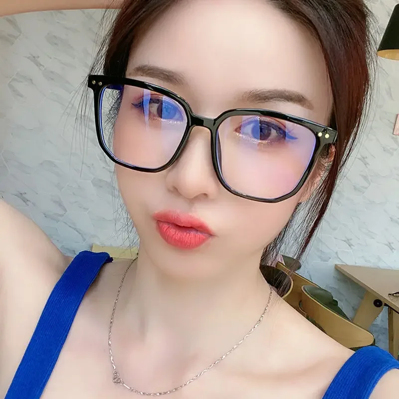 세련된 투명 프레임 근시 안경, 안티 블루 라이트 스퀘어, 마이너스 디옵터 안경, 광학 안경, 남녀공용