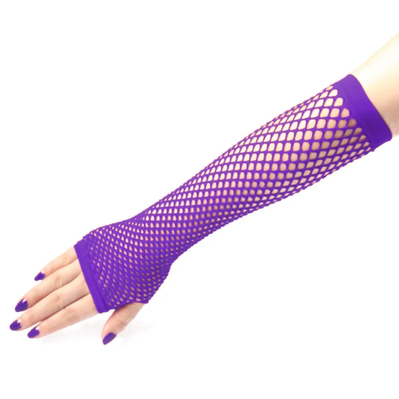 여성 패션 네온 Fishnet 핑거리스 긴 장갑 다리 팔 커프 파티 착용 여성을위한 멋진 드레스 섹시한 아름다운 팔 따뜻하게
