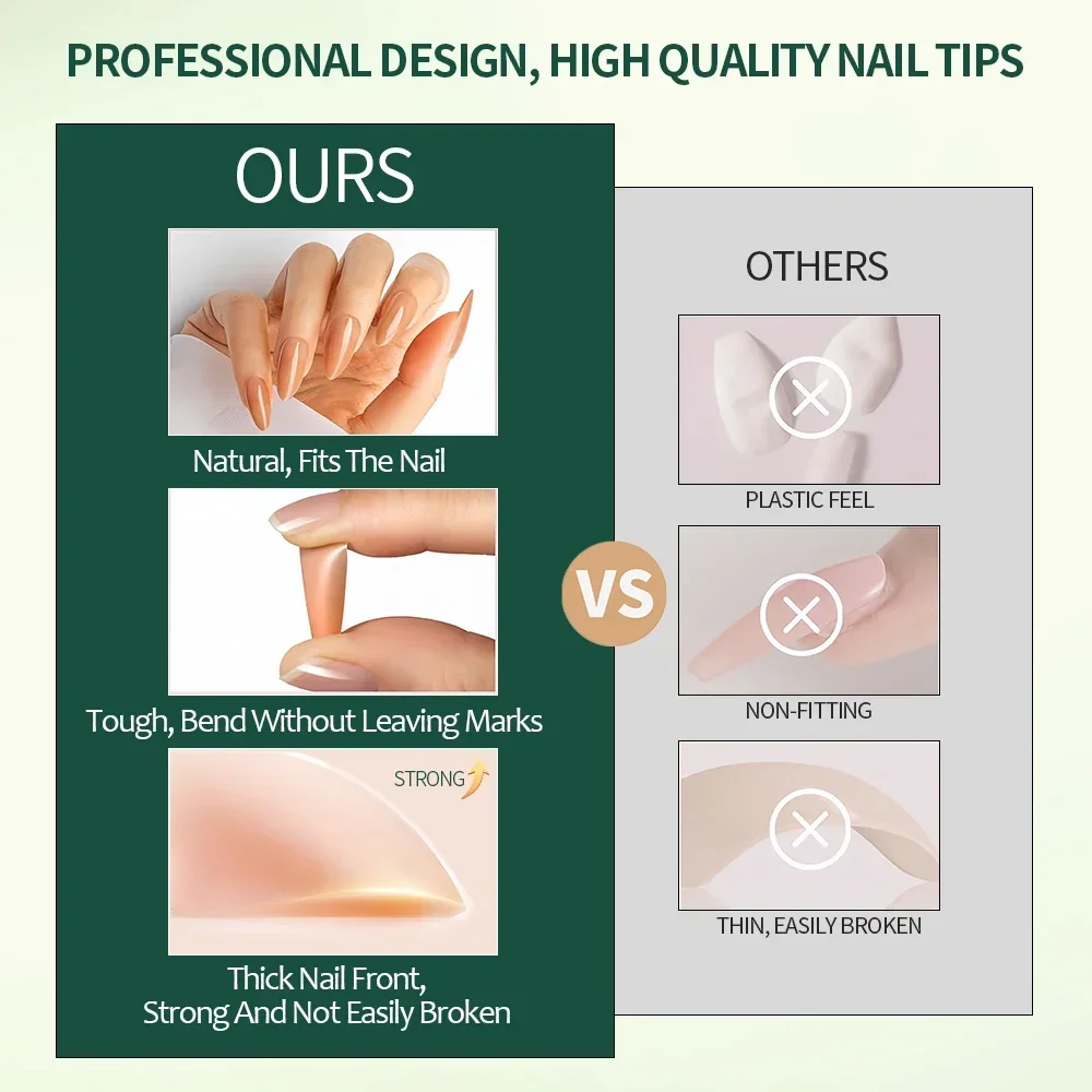 Nailpop 3-IN-1 누드 내추럴 소프트 네일 팁 세트 140PCS 스킨 톤 프레스 온 네일 울트라 핏 젤 네일 익스텐션 간편한 매니큐어 DIY
