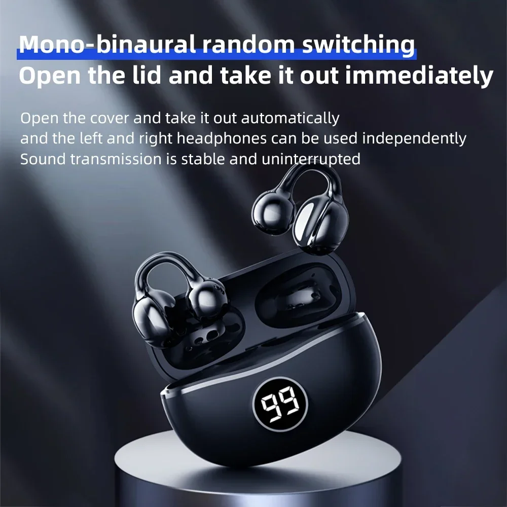 무선 헤드폰 Fone Bluetooth 헤드셋 (마이크 포함) 핸즈프리 소음 차단 이어폰 클립 귀 음악 스포츠 게임용 이어 플러그