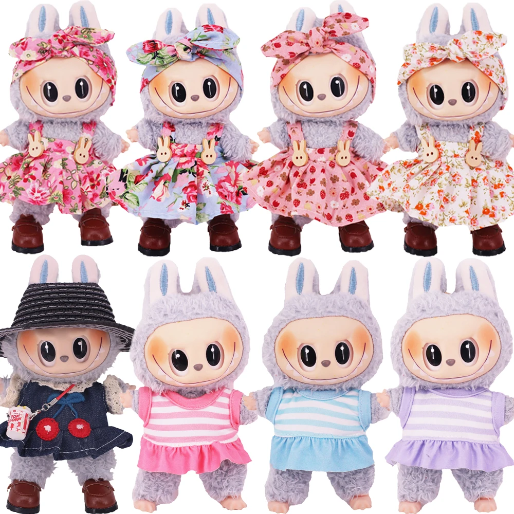 15-17cm Labubu 인형 옷 드레스 헤어 밴드 캔버스 신발 액세서리 Kpop 아이돌 EXO 의류 Labubu 장식 안경, 선물