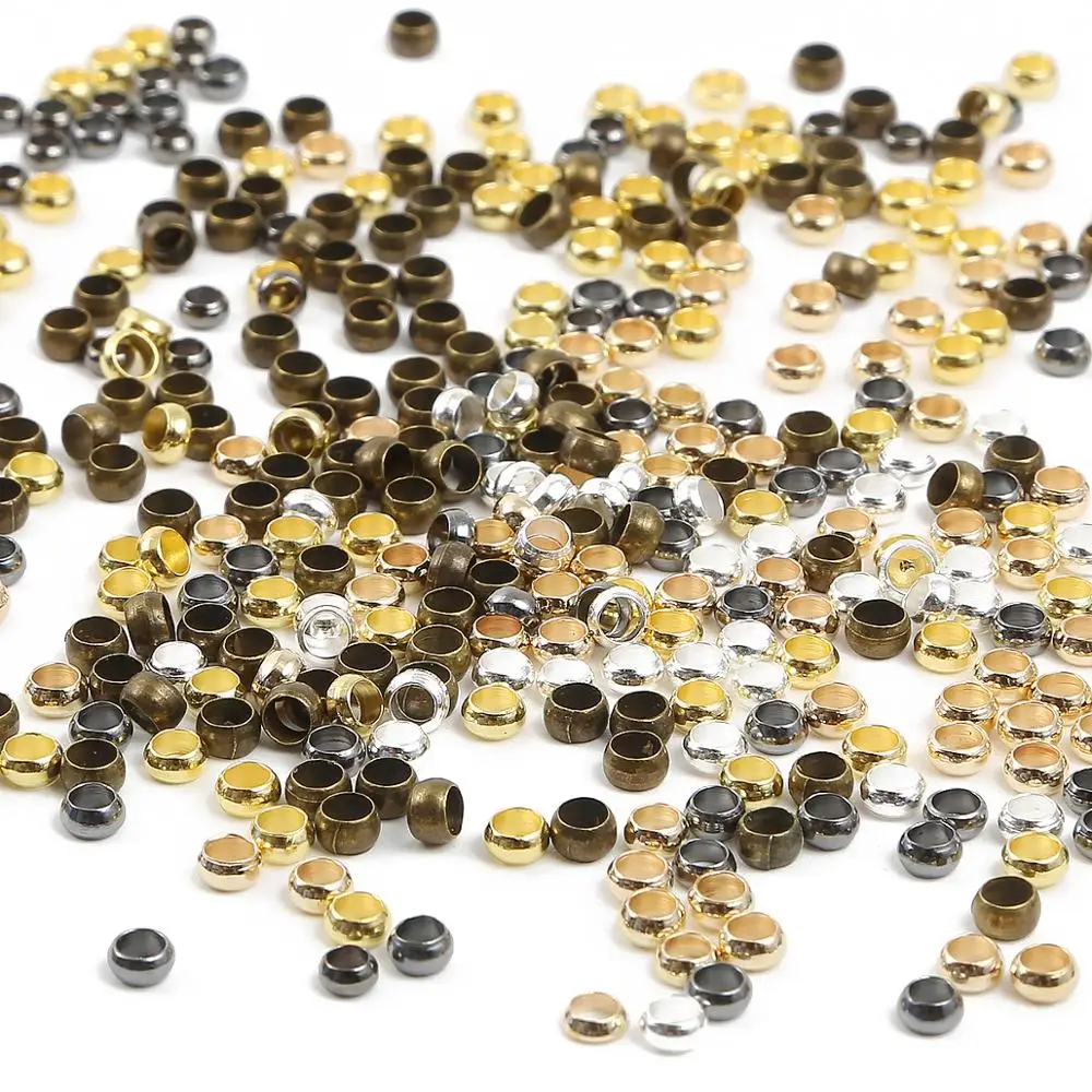 1.5/2/2.5/3/3.5/4mm 골드 실버 구리 볼 크림프 엔드 비드 스토퍼 스페이서 비즈 DIY 귀걸이 목걸이 쥬얼리 만들기 용품