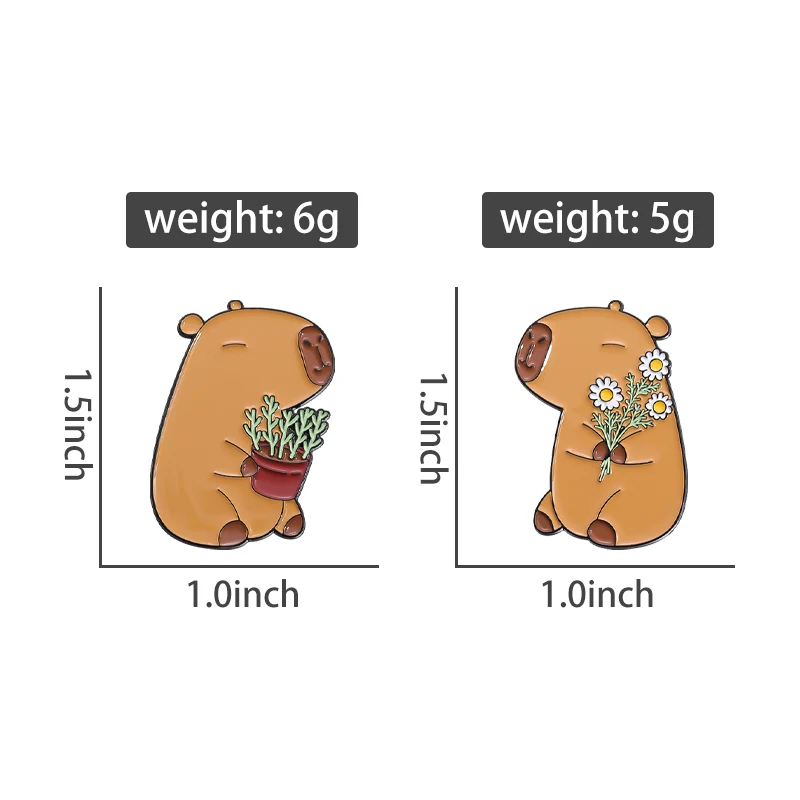 귀여운 동물 Capybara 에나멜 핀 맞춤 커플 데이트 브로치 옷깃 배지 만화 동물 쥬얼리 친구를위한 선물