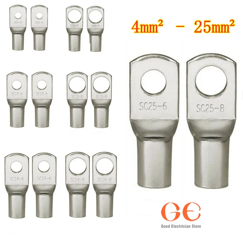 100/50/25/10PCS 4-25mm 구색 주석 도금 구리 러그 링 압착 단자 배터리 와이어 용접 케이블 커넥터 키트 title=100/50/25/10PCS 4-25mm 구색 주석 도금 구리 러그 링 압착 단자 배터리 와이어 용접 케이블 커넥터 키트 