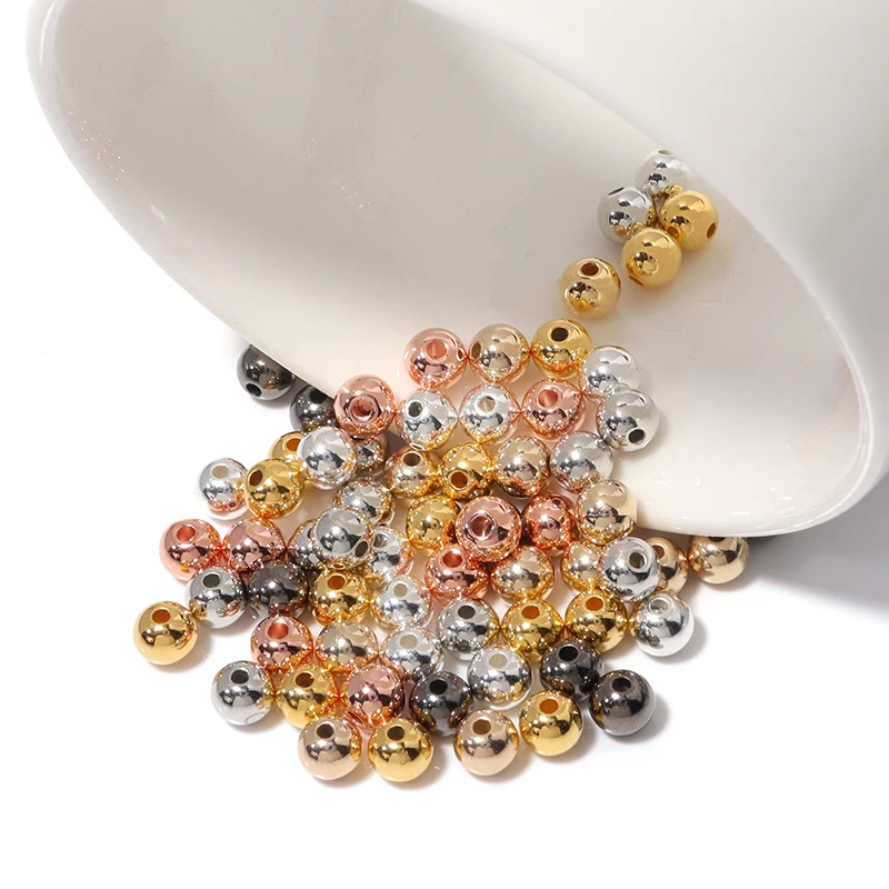 3 4 6 7 8 10 12mm 50-500pcs 골드 컬러 CCB 볼 비즈 DIY 팔찌 목걸이 웨딩 쥬얼리 만들기위한 라운드 루즈 비드