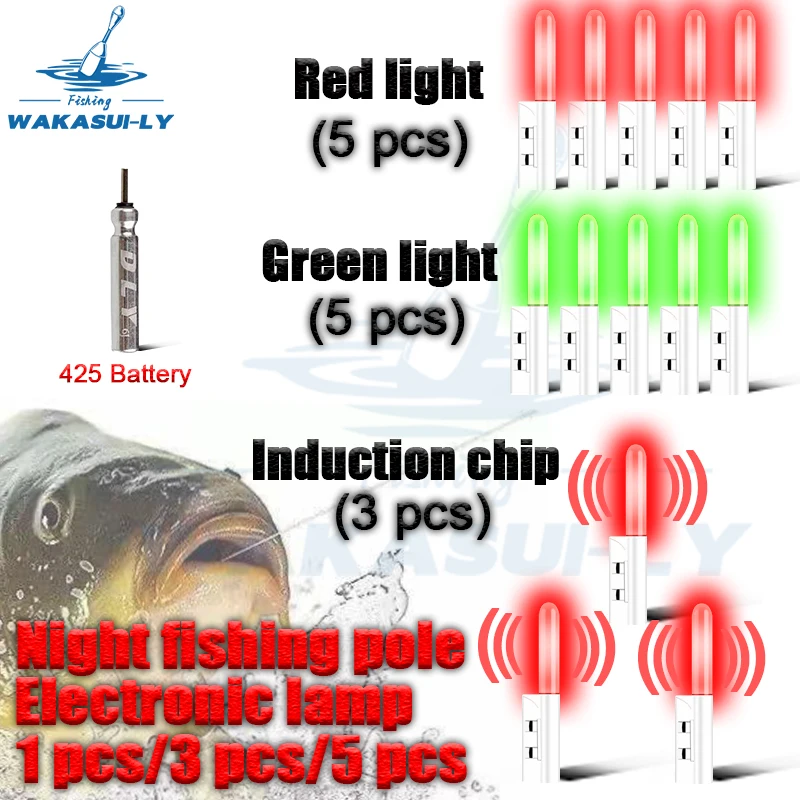 LED 야간 조명 전자 낚싯대 조명, CR425 충전식 배터리, 듀얼 포트 USB 충전, 야간 낚시 태클, 2 피스, 신제품