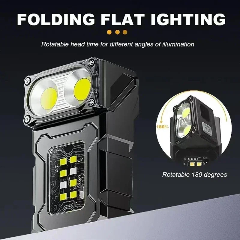 2/1Pcs 휴대용 손전등 캠핑 하이킹에 대 한 COB 비상 조명과 슈퍼 밝은 미니 USB 충전식 LED 꼬리 MagnetTorch