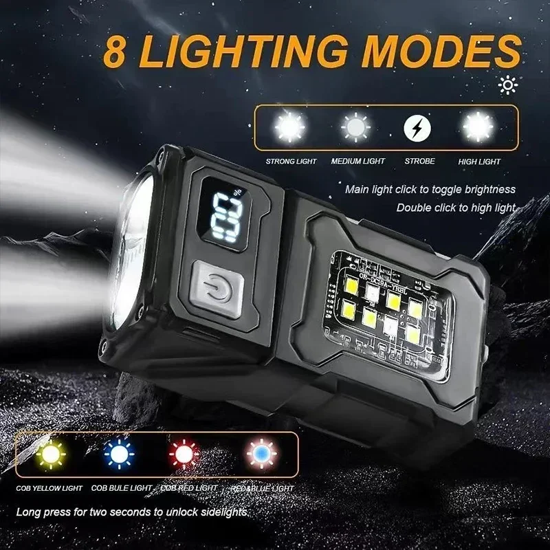 2/1Pcs 휴대용 손전등 캠핑 하이킹에 대 한 COB 비상 조명과 슈퍼 밝은 미니 USB 충전식 LED 꼬리 MagnetTorch