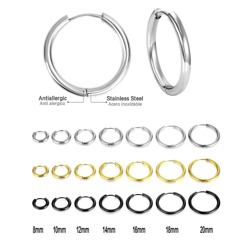 10/20Pcs 여성을위한 미니멀리스트 316L 스테인레스 스틸 작은 후프 귀걸이 남자 클래식 라운드 귀걸이 패션 귀 피어싱 쥬얼리