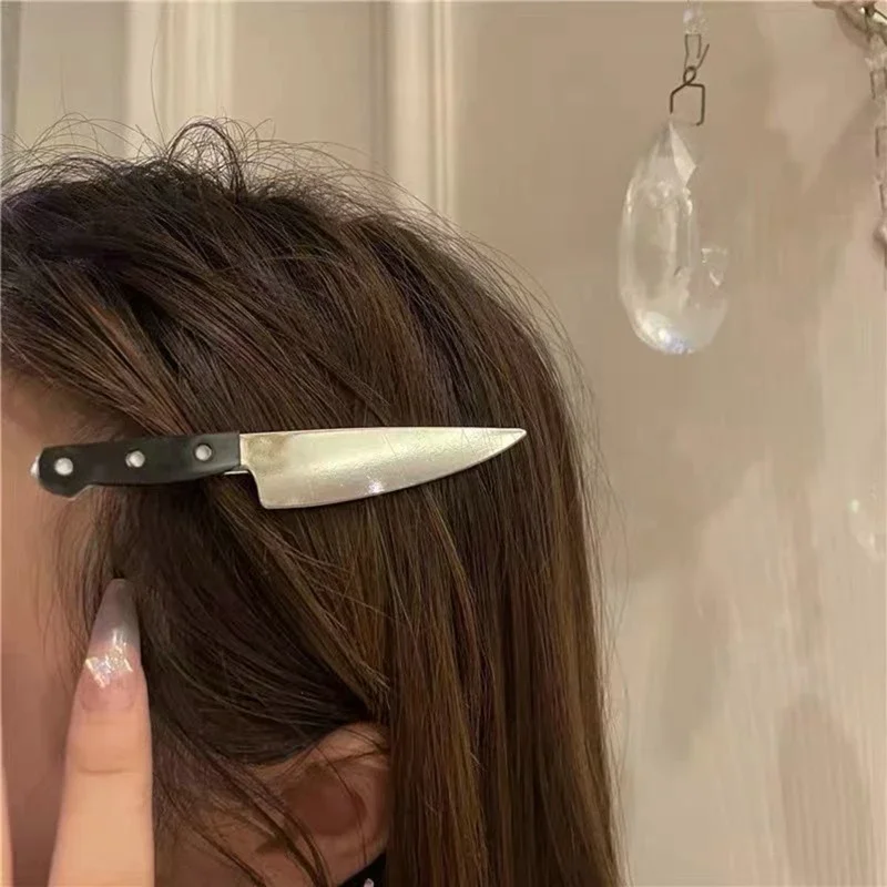 여성용 기묘한 칼 헤어 클립, 재미있는 머리핀, 소녀 머리핀, 펑크 머리핀, 머리 장식, y2k 액세서리, 신제품