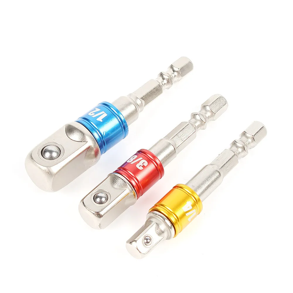 STONEGO 1PC/3PCS 임팩트 드라이버용 육각 섕크 드릴 소켓 어댑터 세트 - 사각형 소켓 드릴 비트 바 확장, 1/4