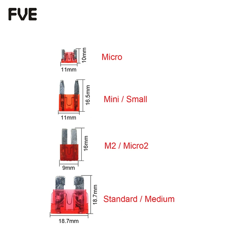 Micro2 마이크로 미니 표준 중간 블레이드 퓨즈 어댑터 자동차 퓨즈 탭 홀더 2A 3A 5A 7.5A 10A