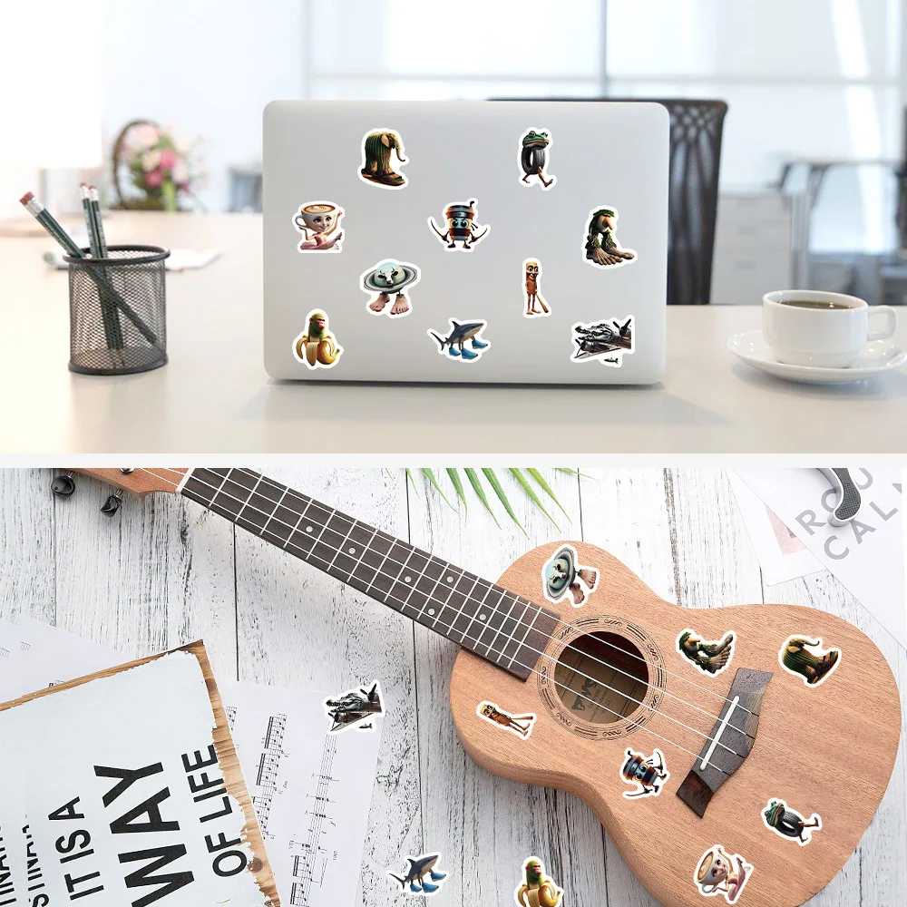 500pcs/Roll Tung Tung Sahur 이탈리아어 Brainrot AI Abstrac 씰링 스티커 DIY PVC 노트북 데칼 장식 Stiker 보상 선물 완구