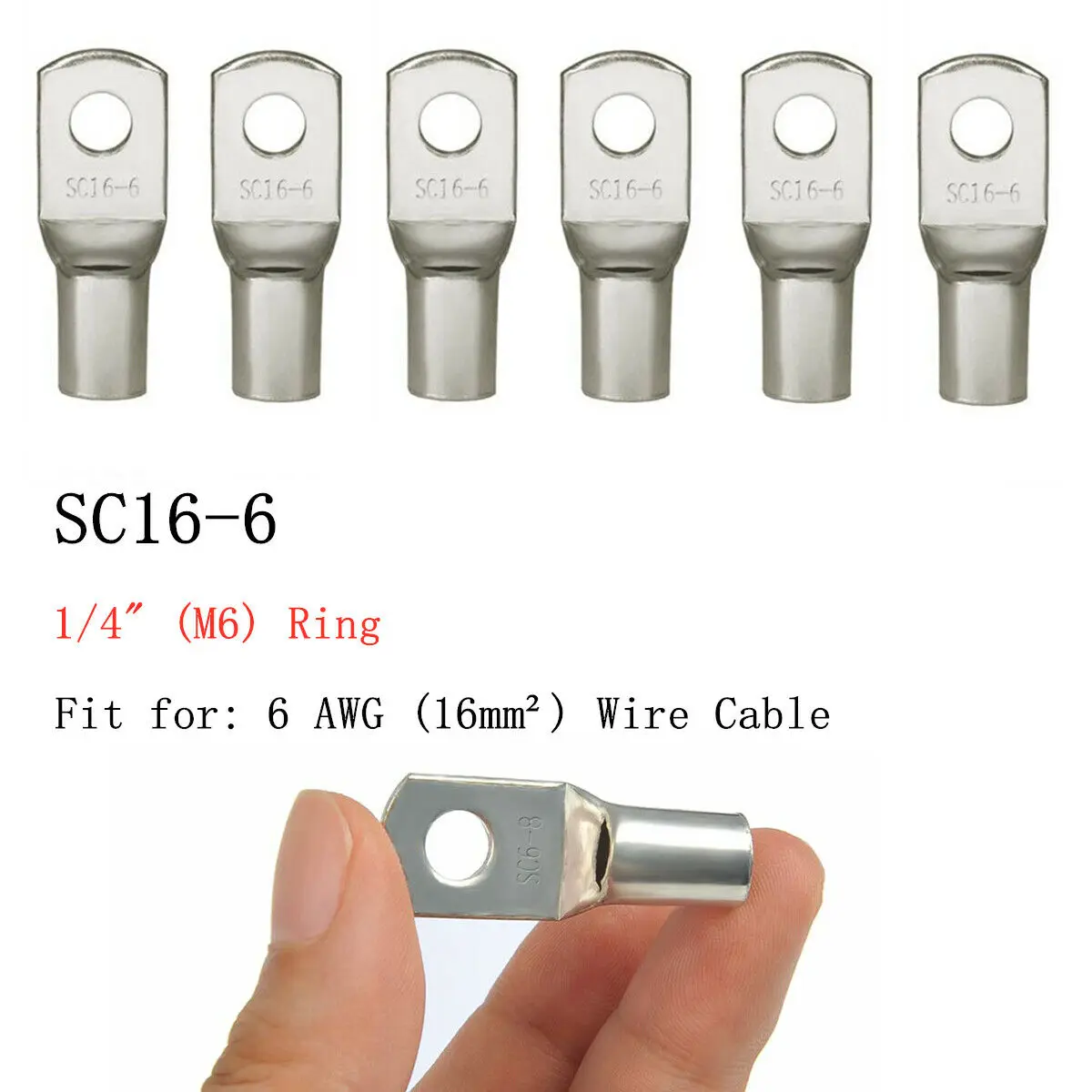 100/50/25/10PCS 4-25mm 구색 주석 도금 구리 러그 링 압착 단자 배터리 와이어 용접 케이블 커넥터 키트