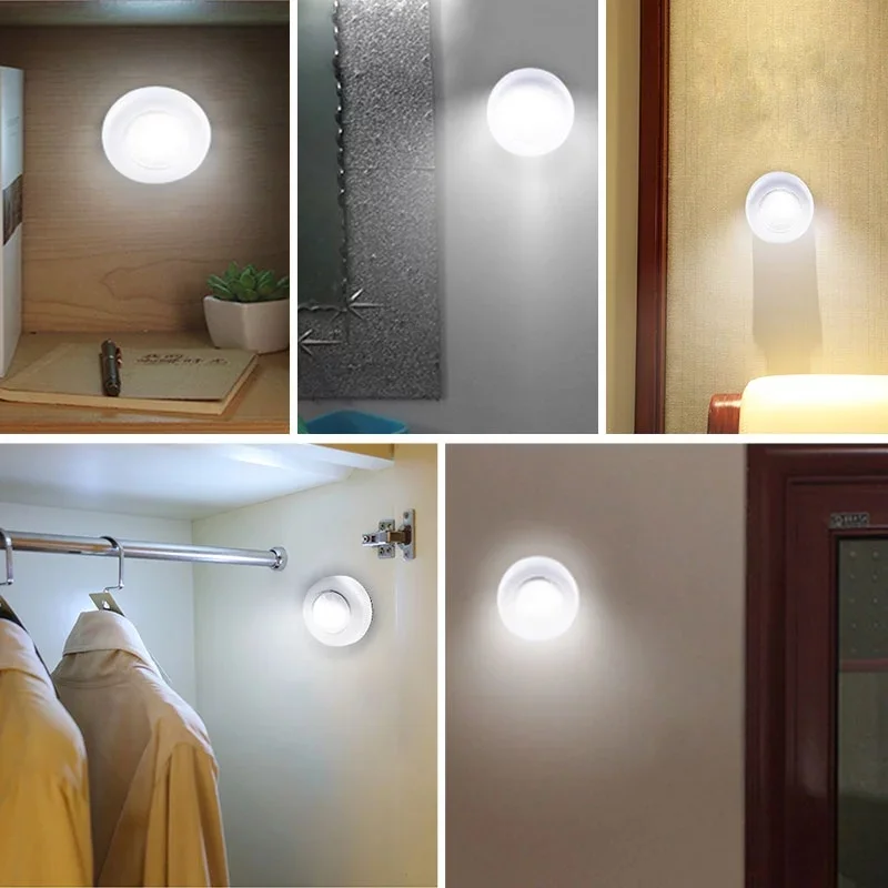 1/2/3/5Pcs LED 미니 터치 야간 조명 배터리 구동 옷장 가구 침실 머리맡 핸드 프레스 야간 램프 주방 조명