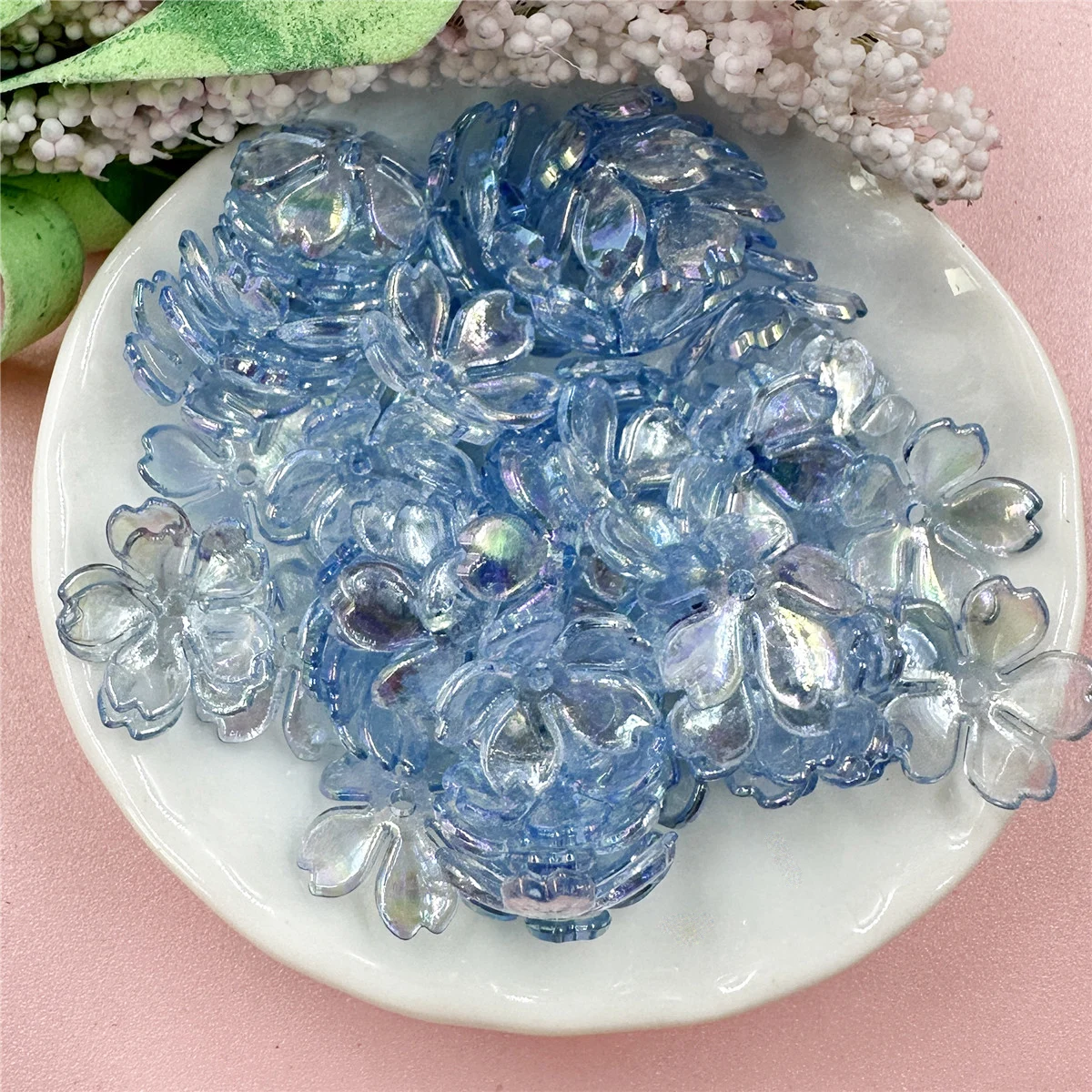 100 개/가방 15mm 아크릴 DIY Galsang 꽃 느슨한 구슬 귀걸이 쥬얼리 만들기 목걸이 팔찌