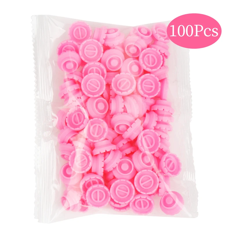 100pcs 개별 속눈썹 접착제 홀더 접목 가짜 속눈썹 화이트 핑크 꽃 컵 링 속눈썹 연장 접착제 스탠드 도구